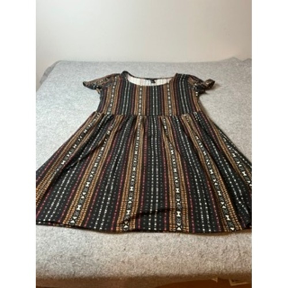 Forever 21 Southwestern Geometric Stripe Short Sleeve Fit & Flare Mini Dress